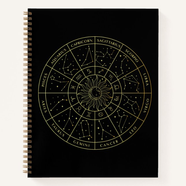 Sternzeichen-Sternbild-Sternbilder Gold-Karte Notizbuch (Vorderseite)