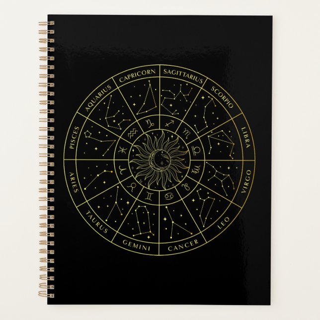 Sternzeichen-Sternbild-Sternbilder Gold-Karte Planer (Vorderseite)