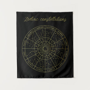 Sternzeichen-Sternbild-Sternbilder Gold-Karte Wandteppich