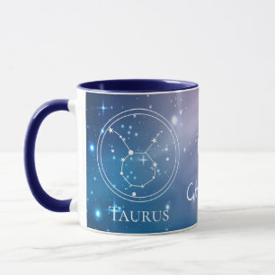 Sternzeichen STIER Lila Blau Name Monogramm Tasse