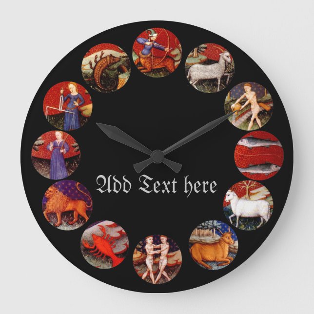 Sternzeichen Vintag Personalisiert Große Wanduhr (Vorderseite)