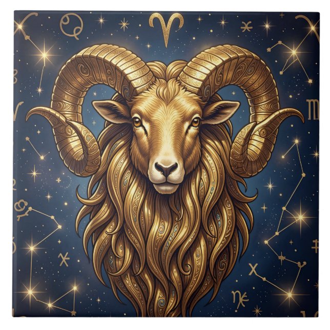 Sternzeichen Widder | Astrologie Kunst Fliese (Vorderseite)