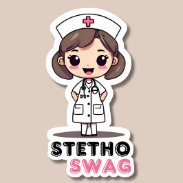 Stetho Swag Kawaii Style Nurse Wasserdicht Aufkleber