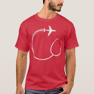 Stethoscope Airplane Nurse Travelling Nurse Funny T-Shirt