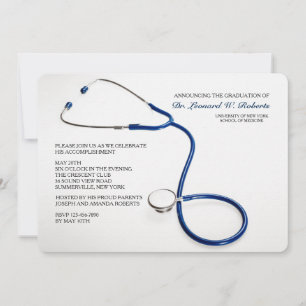 Stethoscope Blue Medical School Abschluss lädt ein Einladung