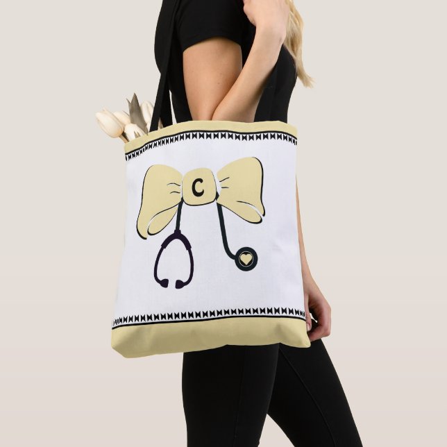 Stethoscope Bow Yellow & White Tote Bag Tasche (Von Nahem)