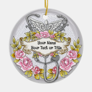 Stethoscope caduceus Krankenschwester Keramik Ornament