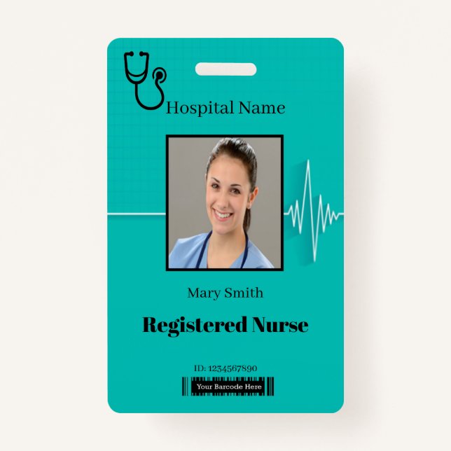Stethoscope Cardio Heartbeat Medizinische Foto ID Ausweis (Vorderseite)