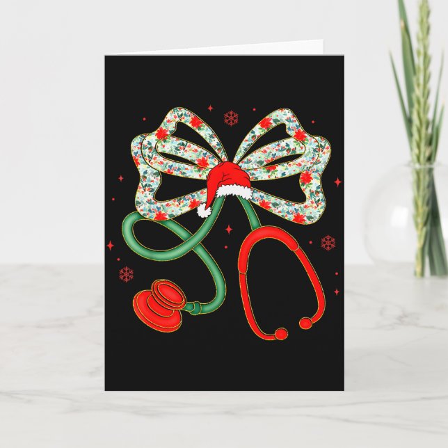 Stethoscope Christmas Nurse Health Worker Santa Xm Karte (Vorderseite)
