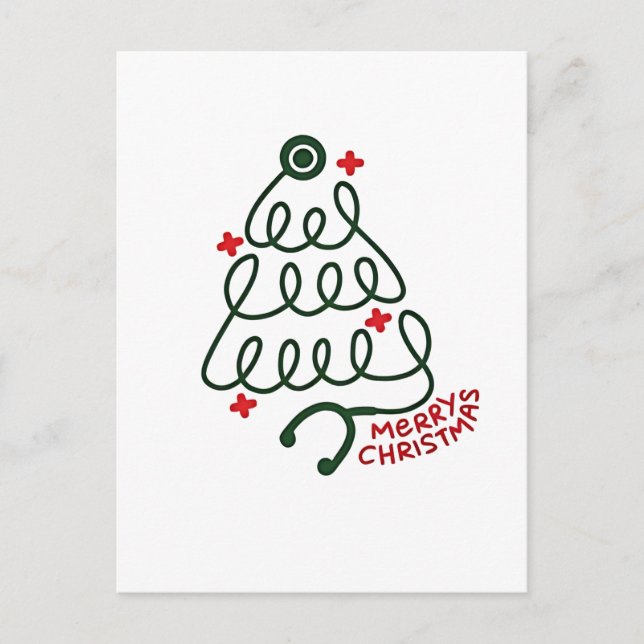 Stethoscope Christmas Tree Lights Nursing Scrubs Einladungspostkarte (Vorderseite)