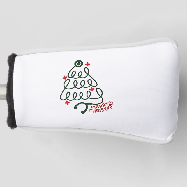 Stethoscope Christmas Tree Lights Nursing Scrubs Golf Headcover (Vorderseite)