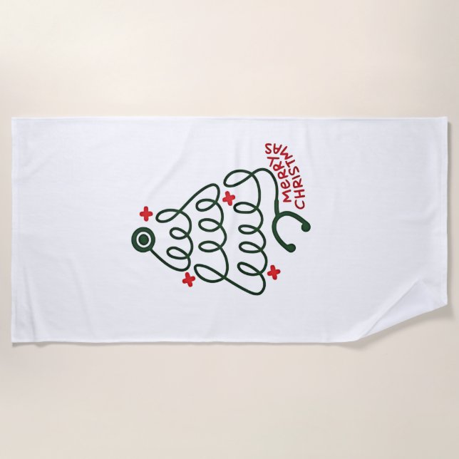 Stethoscope Christmas Tree Lights Nursing Scrubs Strandtuch (Vorderseite)