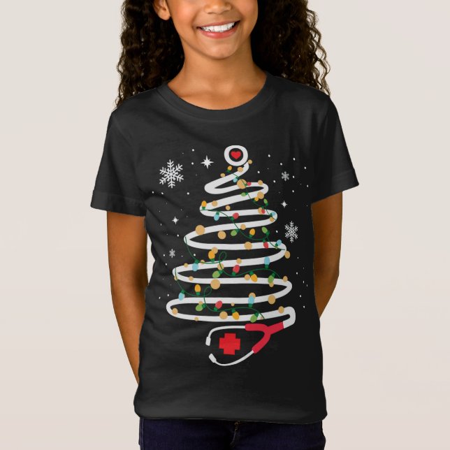 Stethoscope Christmas Tree Niedlich Healthcare RN  T-Shirt (Vorderseite)