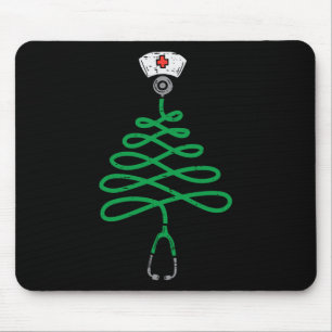 Stethoscope Christmas Tree Nurse Christmas Scrub T Mousepad