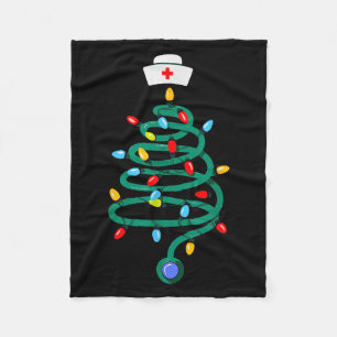 Stethoscope Christmas Tree Registered Doctor Nurse Fleecedecke
