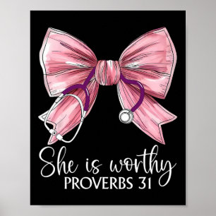 Stethoscope Coquette Bow Sie ist es wert Christlic Poster