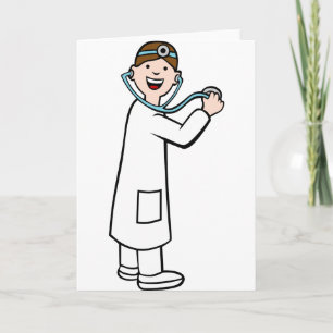 Stethoscope Doctor Cartoon Character Karte