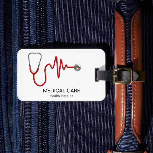 Stethoscope ECG Wave EKG Heartbeat Line Medical Gepäckanhänger (Vorderseite Insitu 4)