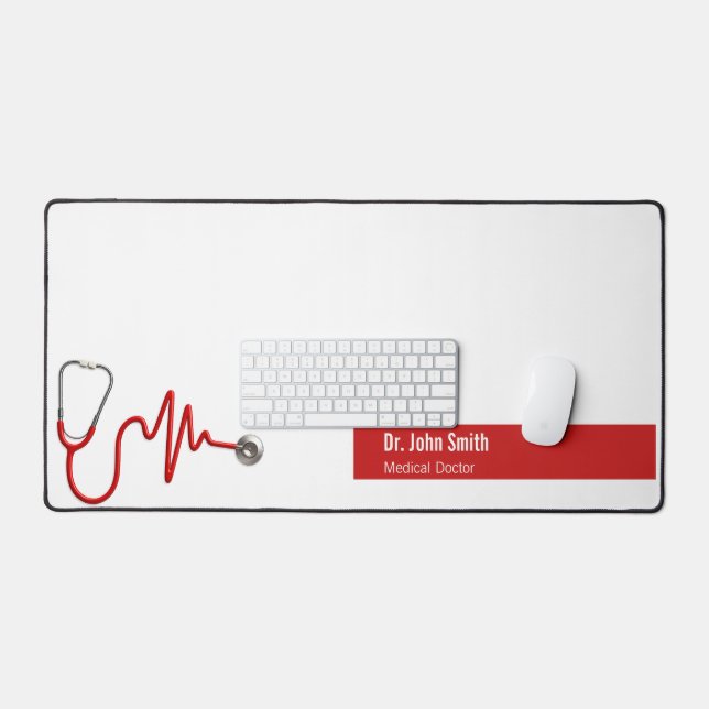 Stethoscope ECG Wave EKG Heartbeat Line Medical Schreibtischunterlage (Tastatur & Maus)