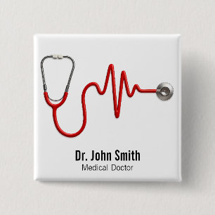 Stethoscope ECG Wave EKG Medical Heartbeat Line Button