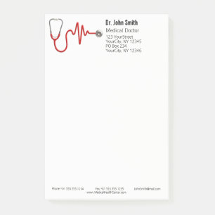 Stethoscope ECG Wave EKG Medical Heartbeat Line Post-it Klebezettel