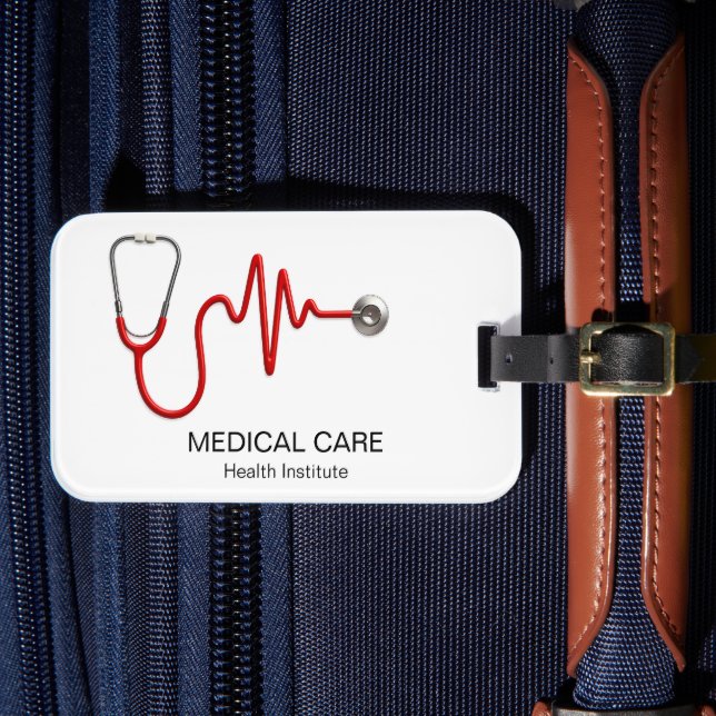 Stethoscope EKG Heartbeat EKG Wave Line Medical Gepäckanhänger (Vorderseite Insitu 4)