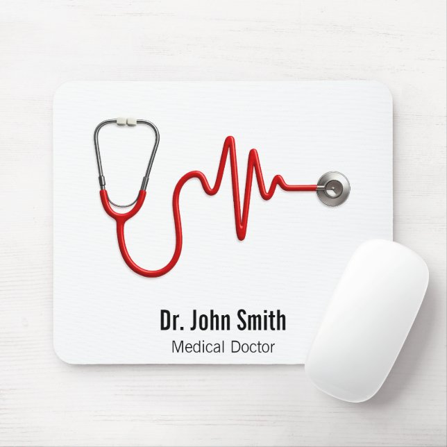 Stethoscope EKG Heartbeat Line ECG Wave Medical Mousepad (Mit Mouse)