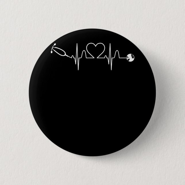 Stethoscope EKG Heartbeat Nurse Heart Hospital Button (Vorderseite)
