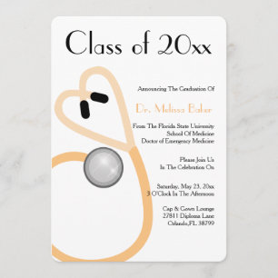 Stethoscope Faire-part de diplôme de l'école Médic
