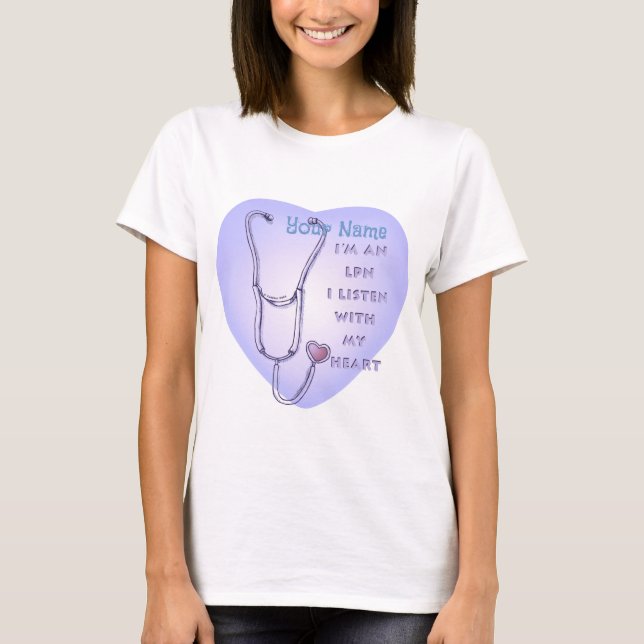 Stethoscope heart LPN Nurse T-Shirt (Vorderseite)
