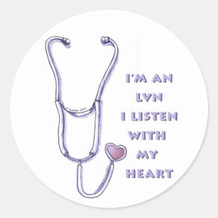 Stethoscope Heart LVN Nurse Runder Aufkleber