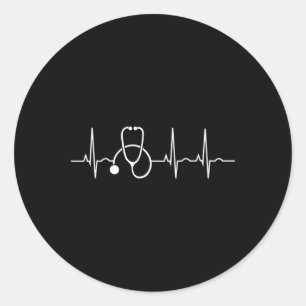 Stethoscope Heartbeat Ekg Krankenpflege Coo Runder Aufkleber