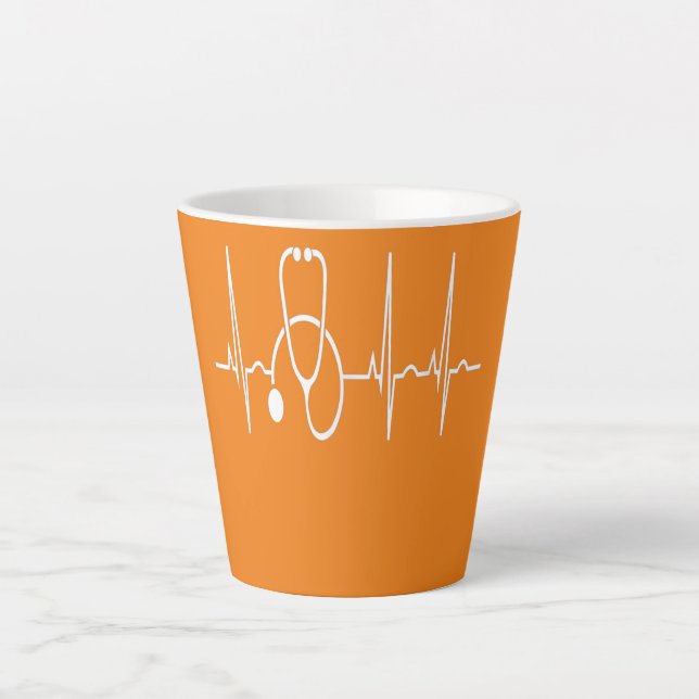 Stethoscope Heartbeat EKG Nurse Medical Doctor Milchtasse (Vorderseite)