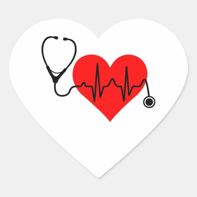 Stethoscope Heartbeat Herz-Aufkleber (Vorderseite)