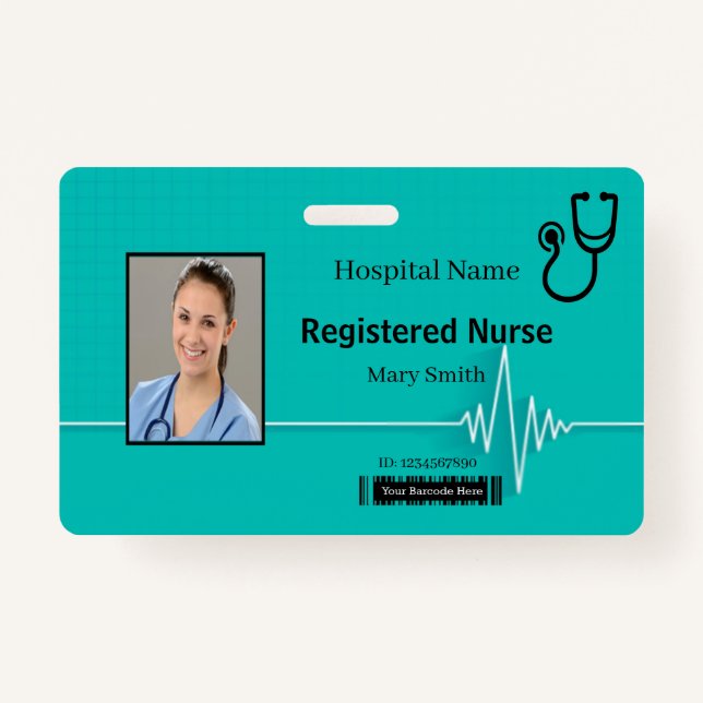 Stethoscope Heartbeat Medizinische Foto ID Ausweis (Vorderseite)