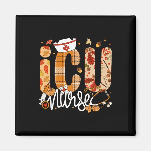 Stethoscope Icu Nurse Fall Yall Herbstverläufe als Magnet (Vorne)