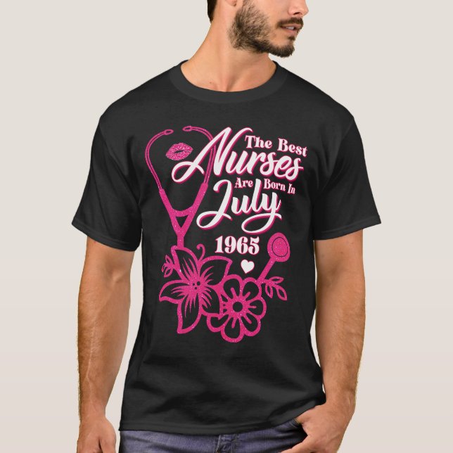 Stethoscope Krankenschwester Floral Juli 1965 Gebu T-Shirt (Vorderseite)