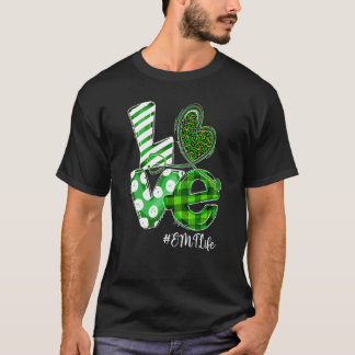 Stethoscope Liebe Emt Life Nurse Kariert St Patric T-Shirt