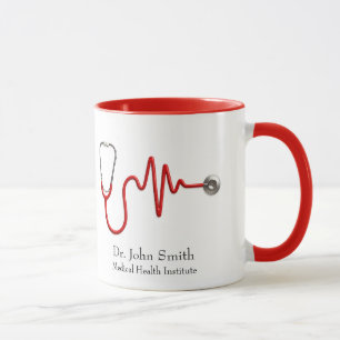 Stethoscope Medical ECG Wave EKG Heartbeat Line Tasse