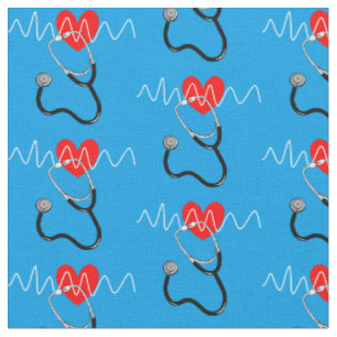 Stethoscope Medizinische Symbole für die Herzschl Stoff