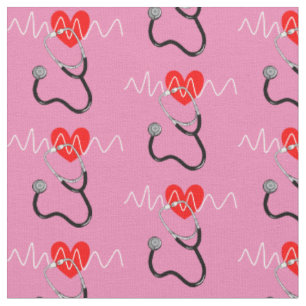 Stethoscope Medizinische Symbole für die Herzschl Stoff