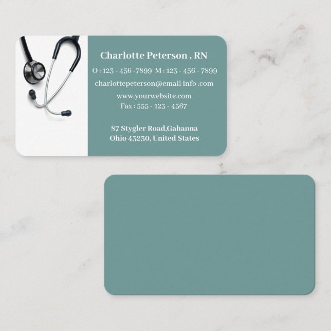 Stethoscope Nurse Doctor Health Visitenkarte (Vorne/Hinten)