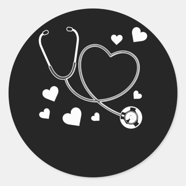 Stethoscope Nurse Liebe Hospital Runder Aufkleber (Vorderseite)