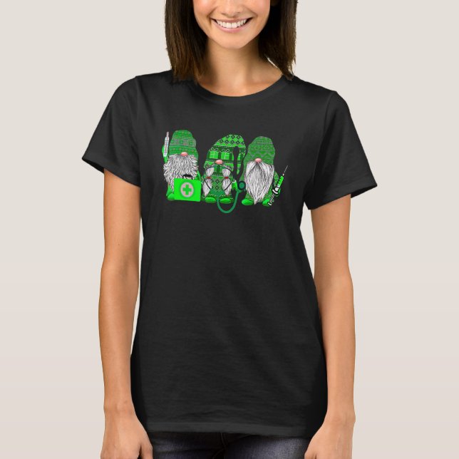 Stethoscope Nurse Life Irish Gnomes Nurse St. Patr T-Shirt (Vorderseite)