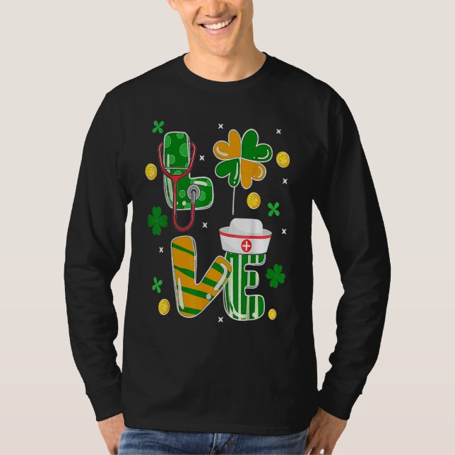 Stethoscope Nurse St Patrick's Day Lucky Nurse Sha T-Shirt (Vorderseite)
