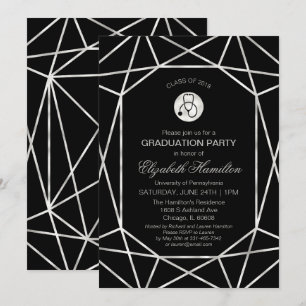 Stethoscope Nursing School Grad Party Geometric Einladung