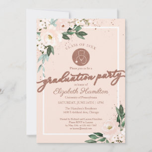 Stethoscope Nursing School Grad Party Pink Floral Einladung