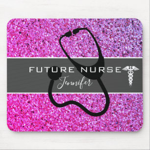 Stethoscope Pink Lila Glitzer Name der zukünftigen Mousepad