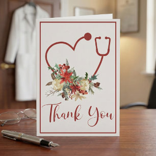 Stethoscope rouge Floral Coeur Merci de vacances