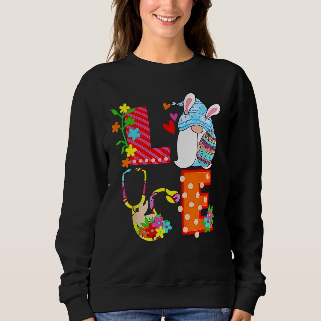 Stethoscope Scrub Life Nurse Bunny Easter Day Sweatshirt (Vorderseite)